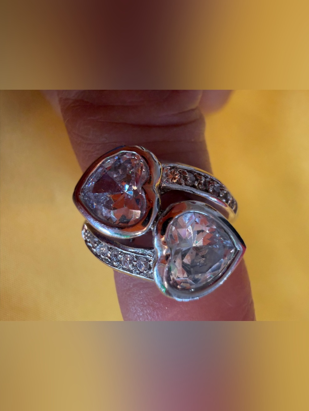 Park Lane Silver Teardrop Crystal Crossover Ring Size 7